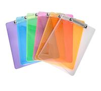 6 portapapeles A4 de plástico transparente con abrazadera de metal de goma, portapapeles de colores, soporte de papel surtido duradero para escribir notas, documentos, portapapeles de plástico, diseño