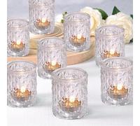 6 portavelas de cristal para velas de té, portavelas votivos transparentes para centro de mesa de boda, fiestas, decoración del hogar (6, transparente)