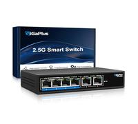 6 Ports 10Gb Unmanaged Ethernet Switch with 4*2.5G Base-T Ports, 2*10G RJ45 Ports. 60Gbps Switching Capacity, GiGaPlus 10Gbps Network Switch for 2.5G/10Gbps NAS/PC, WiFi6 Router, Wireless Ap