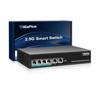 6 Ports 10Gb Unmanaged PoE Ethernet Switch with 4*2.5G Base-T PoE Ports, 2*10G RJ45 Ports. 60Gbps Switching Capacity, GiGaPlus 10Gbps Network Switch for 2.5G/10Gbps NAS/PC, WiFi6 Router, Wireless Ap
