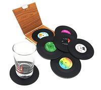 6 Posavasos de Vinilo Retro con Disco de CD, para Bebidas de café, vajilla y Posavasos Antideslizantes