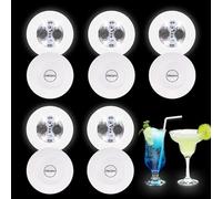 6 posavasos LED para vasos redondos luminosos, posavasos LED autoadhesivos, luz blanca, para fiestas, bodas, bares