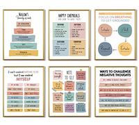 6 pósteres de salud mental, terapia, decoración de oficina, arte de pared inspirador, psicología positiva, decoración de pared bohemia para aula, escu...