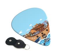 6 púas de guitarra con diseño de animales en el Arca de Noé para bajo, guitarra eléctrica y acústica, accesorios para ukelele, púas finas con bolsa organizadora