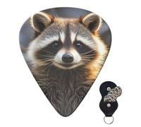 6 púas de guitarra personalizadas de 3 grosores diferentes con caja de almacenamiento, divertidas púas de mapache para guitarra, accesorios de guitarra medianos y finos (0.46 mm, 0.71 mm, 0.96 mm)