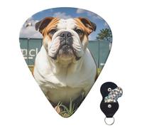 6 púas de guitarra personalizadas de 3 grosores diferentes con caja de almacenamiento, divertidas púas de guitarra bulldog inglés, accesorios de guitarra medianos y finos (0.46 mm, 0.71 mm, 0.96 mm)