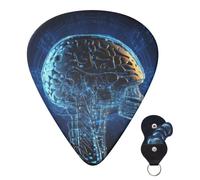 6 púas de guitarra personalizadas de 3 grosores diferentes con caja de almacenamiento, inteligencia artificial, púas de guitarra, accesorios de guitarra medianos y finos (0.46 mm, 0.71 mm, 0.96 mm)