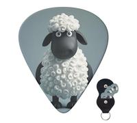 6 púas de guitarra personalizadas de 3 grosores diferentes con caja de almacenamiento, púas de guitarra de oveja negra y blanca, accesorios de guitarra medianos finos (0.46 mm, 0.71 mm, 0.96 mm)