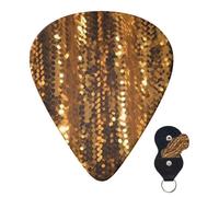 6 púas de guitarra personalizadas de 3 grosores diferentes con caja de almacenamiento, púas de guitarra doradas con lentejuelas brillantes, accesorios de guitarra medianos y finos (0.46 mm, 0.71 mm