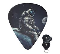6 púas de guitarra personalizadas de 3 grosores diferentes con caja de almacenamiento, púas de guitarra espacial astronauta, accesorios de guitarra medianos y delgados (0.46 mm, 0.71 mm, 0.96 mm)