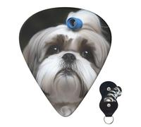6 púas de guitarra personalizadas de 3 grosores diferentes con caja de almacenamiento, púas de guitarra Shih Tzu, accesorios de guitarra medianos y delgados (0.46 mm, 0.71 mm, 0.96 mm)
