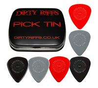 6 púas Dunlop Delrin Prime Grip para guitarra, 1 de cada tamaño en una práctica lata
