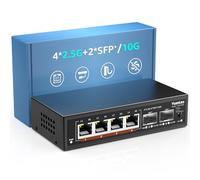6 Puertos 2.5G Switch Ethernet Umanaged, 4 Puertos 2.5G Base-T, 2 Puertos 10G SFP, Compatible 100/1000/2500Mbps, Fanless Pared Conmutador de Red YuanLey 2.5Gbe para Ap Inalámbrico, NAS, PC