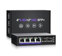 6 Puertos 2.5Gb Conmutador Ethernet no administrado, 4 Puertos Base-T de 2.5G, 2 Puertos 10G SFP+, Compatible con 100/1000/2500Mbps, Conmutador de Red NICGIGA de 2.5Gbe para Ap inalámbrico, NAS, PC