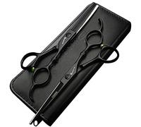 6 pulgadas de titanio corte de pelo negro tijeras profesional tijeras de peluquería corte de pelo de acero inoxidable herramienta de 440c (scissors set)