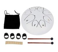 6 pulgadas en 8 - Tambor de lengua de tono, tambor hand pan con sonido etéreo, instrumento de percusión de aleación de acero y titanio con baquetas y protectores para los dedos (Blanca)