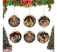 6 Pzs Adornos Navideños, Decoración Navideña Colgadura Religiosa del Niño Jesús, Adornos para árbol de Navidad, Decoraciones de Navidad Acrílicas 2D con Cuerda, Decoraciones Colgantes de Navidad