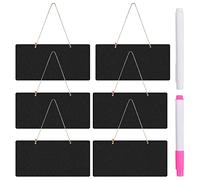 6 Pzs Mini Pizarra Pequeñas Signos de Pizarra de Madera Mini Pizarras Negra Decorativas Tablero de Mensaje Pizarras de Tiza Colgable para Boda Cocina Café Etiquetas Restaurante Decoración Pared Fiesta