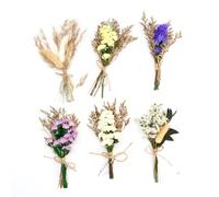 6 Ramos de Flores Secas Naturales, Mini Ramos para Decoraciones de Fiestas y Bodas