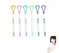 6 rascadores de lengua, 2 en 1, juego de limpiador de lengua, raspador de lengua, sin BPA, limpiador de lengua, curación de mal aliento y limpieza de la lengua, aliento fresco en segundos