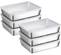 6 recipientes de almacenamiento de alimentos de acero inoxidable con tapas transparentes de polipropileno para optimización del espacio del refrigerador, apilables, apilables para picnics
