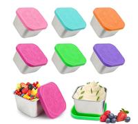 6 recipientes pequeños de acero inoxidable almacenamiento de alimentos, apilables, tapa de silicona a prueba de fugas, cajas de aperitivos para snacks, 180 ml