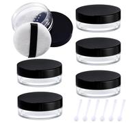 6 recipientes pequeños de plástico recargables para polvo suelto con soplo, cuchara, tamiz y tapa, 10 ml/9.9 g de viaje para polvo suelto, contenedor de polvo vacío a prueba de fugas (negro)