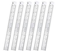 6 reglas de metal, regla de acero para uso escolar, oficina e ingeniería, borde recto para dibujo y corte de precisión, escala doble gruesa con unidades métricas e imperiales de acero inoxidable 410