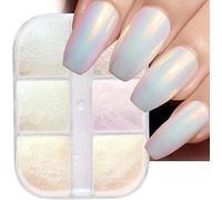 6 Rejillas Cromadas Polvo de Uñas Perla Concha Holográfica Espejo Aurora Burbuja Inmersión Polvo de Uñas Decoración Rosa Azúcar Arena Micro Polvo de Uñas Pigmento Efecto Manicura Shimmer Polvo
