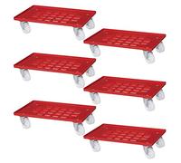 6 rodillos de rejilla para contenedores de 600 x 400 mm, capacidad de carga de 250 kg, ruedas de plástico blancas.