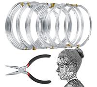 6 Rollos Alambre de Aluminio, Alambre Manualidades, Alambre para Esculturas, Alambre para Hacer Modelos de Bricolaje, Joyas, Bonsái, Modelado de Esqueleto, 0,8/1/1,2/1,5/2/3 mm x 5 m, Total 30 m