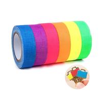 6 Rollos Cinta Adhesiva Fluorescente - Reactiva a la Luz UV, Cinta de Neón Tape Gaffer - 15mmx5m Cinta Adhesiva Luminosa Reflectante para Decoración de Escenarios, Suministros de Fiestas, Niños