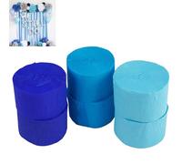 6 Rollos Cintas Papel Crepé, 4.5 cm x 25 m Azul Papel Crepe, Serpentinas de Artesanal, para Decoración de Fiestas, Cumpleaños, Bodas y Proyectos Creativos(3 Azul)