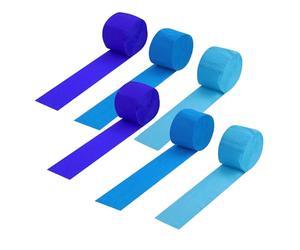 6 rollos de 4,5 cm x 25 m de cinta crepé azul, cinta papel crepe, serpentinas azules, para manualidades, manualidades, envoltorios de regalos, decoraciones de fiesta