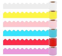 6 rollos de bordes de 10 m para decoración de aula escolar, 6 colores, bordes de tablón de anuncios, impermeables, ondulados, calcomanías para tablón de anuncios, decoración de pizarra