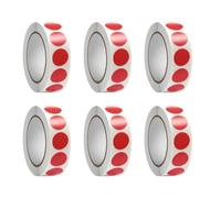 6 rollos de calcomanías circulares de punto rojo para organización de oficina, escuela, clasificación de archivos, etiquetas de gestión de inventario, etiquetas redondas de codificación, etiqueta