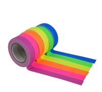 6 Rollos de Cinta Adhesiva Neon de Colores, Cinta Fluorescente Activada por UV, Glow in the Dark para Fiesta Neon, Decoración de Fiesta con Luz Negra, Manualidades, Impermeable, Escribible, Sin Residu