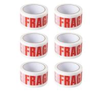 6 rollos de cinta de embalaje frágil, 48 mm de ancho y 66 metros de largo por rollo, resistente, multiusos, ideal para envío, mudanza y almacenamiento, cinta adhesiva fuerte para sellar cajas y