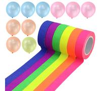 6 rollos de cinta fluorescente fluorescente de 5 m x 15 mm, 6 colores, cinta fluorescente reflectante, para decoración de fiestas, Halloween, manualidades y Navidad