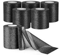 6 rollos de cinta preenvoltura atlética, 2.75 pulgadas x 12 yardas (negro)