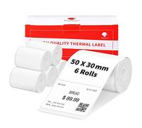 6 Rollos de Etiquetas Phomemo M120/M110, Papel Termico 1.96"x1.18" (50 x 30 mm) para Impresora Phomemo M120/M110/M200/M220