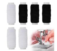 6 rollos de hilo de coser elástico, hilo de coser, negro y blanco, elasten, se puede utilizar para la fabricación de ropa, también es adecuado para pulseras de cuentas, collares y manualidades de