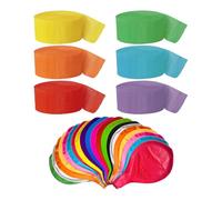 6 rollos de papel colorido, 20 unidades, globos, rollos de papel crepé, cintas de guirnaldas, rollos de papel para arreglos de cumpleaños y decoraciones de boda