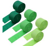 6 Rollos de Papel Crepé Verde 4,5 cm x 25 m, Papel Crepe Verde, para Cumpleaños, Bodas y Festivales, Bodas, Fiestas, Navidad, Halloween, Temas Selváticas, Colgar Decoraciones (3 Color)