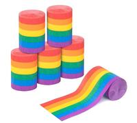 6 Rollos de Serpentinas de Papel Crepé Arcoíris,Papel Crepé Multicolor para Decoración de Fiestas,Cumpleaños,Orgullo,Bodas, Carnaval,Cinta de Pinocho Colores para DIY Artesanía Infantil(10MX6CM)