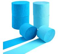 6 Rollos Papel Crepe Azul, 25 m X 4,5 cm Serpentina de Papel Crepé Colores, Colorido Serpentinas de Seda Pinocho, Azul Claro Cinta Decorativa para Bodas, Fiestas, Decoraciones Fiesta y Manualidades