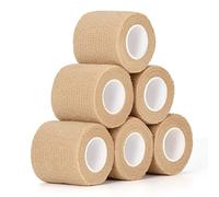 6 Rollos Venda Cohesiva 5cm x 4.5m Banda Venda Cinta Deportivo Cohesivo Vendaje Autoadhesivo para Primeros Auxilios Elástico Bendaje Adhesiva Envoltura Tape Vet para Dedos Perros Mascotas (Beige)