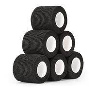 6 Rollos Venda Cohesiva 5cm x 4.5m Banda Venda Cinta Deportivo Cohesivo Vendaje Autoadhesivo para Primeros Auxilios Elástico Bendaje Adhesiva Envoltura Tape Vet para Dedos Perros Mascotas (Negro)