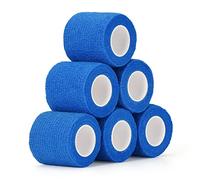 6 Rollos Venda Cohesiva 5cm x 4.5m Banda Venda Cinta Deportivo Cohesivo Vendaje Autoadhesivo para Primeros Auxilios Elástico Bendaje Adhesiva Envoltura Tape Vet para Dedos Perros Mascotas (Azul)