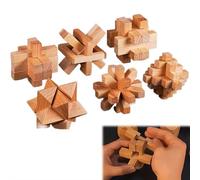 6 rompecabezas de madera Lu Ban Lock, regalo para niños y adultos, juguetes educativos tradicionales, juguetes de oficina, desbloqueo 3D, entrelazado, pensamiento lógico surtido y desarrollo de